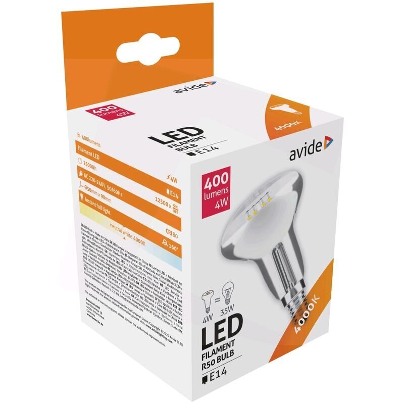 LED pirn 4W R50 E14 4K 400lm FL AVIDE цена и информация | Lambipirnid, lambid | kaup24.ee
