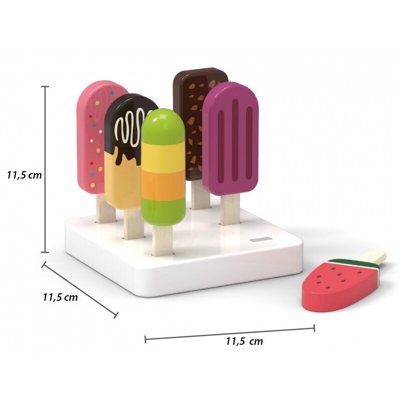 Puidust jäätisekomplekt koos alusega, 6 tk. цена и информация | Tüdrukute mänguasjad | kaup24.ee
