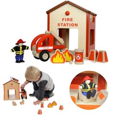 Деревянная мини-пожарная станция цена и информация | Игрушки для малышей | kaup24.ee