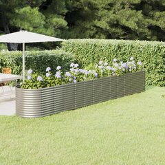 vidaXL aia taimekast, pulbervärvitud teras, 512 x 80 x 68 cm, hõbedane hind ja info | Istutus- ja turbapotid | kaup24.ee