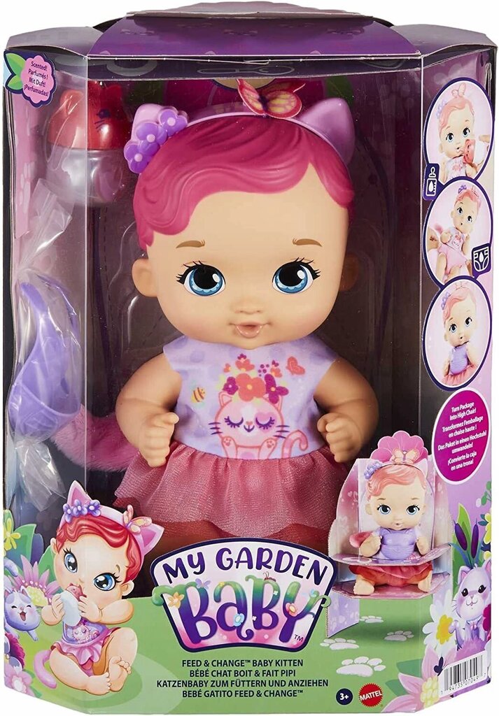 Nukk kassipoeg My Garden Baby Feed & Change roosa hind ja info | Tüdrukute mänguasjad | kaup24.ee