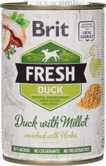 Brit Fresh Duck with Millet konserv koertele 400g цена и информация | Консервы для собак | kaup24.ee