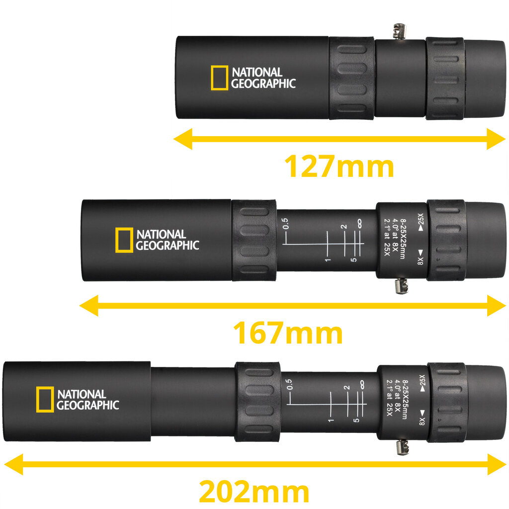 NATIONAL GEOGRAPHIC 8-25x25 suumiga monokulaar hind ja info | Binoklid | kaup24.ee