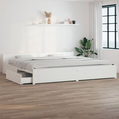 vidaXL sahtlitega voodiraam, valge, 200 x 200 cm цена и информация | Кровати | kaup24.ee