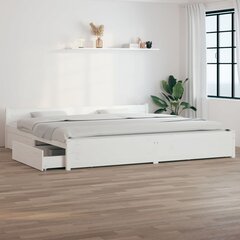 vidaXL sahtlitega voodiraam, valge, 180 x 200 cm hind ja info | Voodid | kaup24.ee