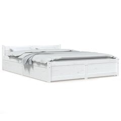 vidaXL sahtlitega voodiraam, valge, 160 x 200 cm hind ja info | Voodid | kaup24.ee