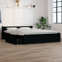 vidaXL sahtlitega voodiraam, must, 140 x 190 cm цена и информация | Кровати | kaup24.ee