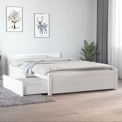 vidaXL sahtlitega voodiraam, valge, 120 x 190 cm hind ja info | Voodid | kaup24.ee