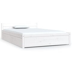 vidaXL sahtlitega voodiraam, valge, 120 x 190 cm hind ja info | Voodid | kaup24.ee