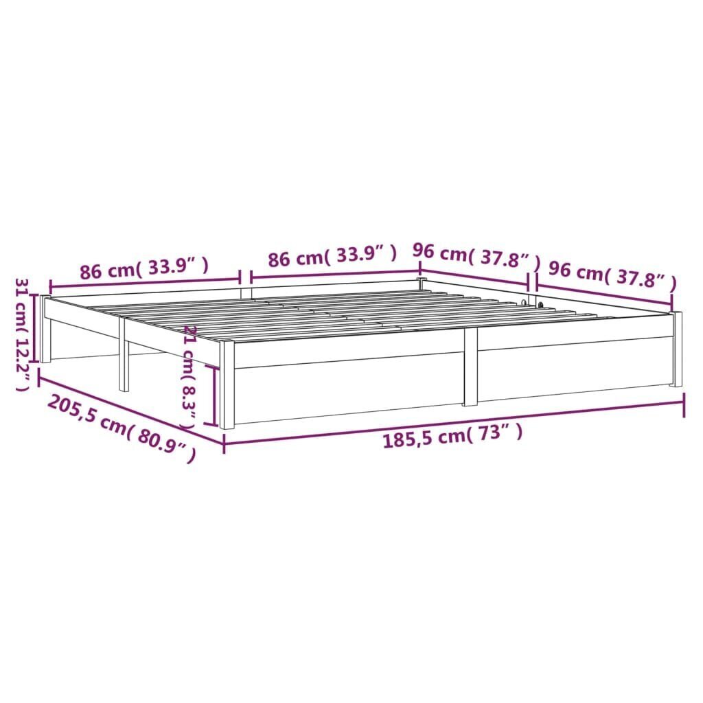 vidaXL voodiraam, valge, männipuit, 180 x 200 cm hind ja info | Voodid | kaup24.ee