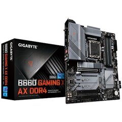 Gigabyte B660 GAMING X AX DDR4 1.0 M/B Processor family Intel, Processor socket LGA1700, DDR4 DIMM, Memory slots 4, Supported hard disk drive interfaces SATA, M.2, Number of SATA connector hind ja info | Emaplaadid | kaup24.ee
