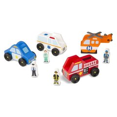 Puidust masinad Melissa & Doug Emergency Vehicle Set hind ja info | Imikute mänguasjad | kaup24.ee