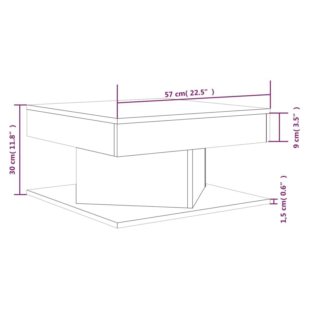 vidaXL kohvilaud, suitsutatud tamm, 57 x 57 x 30 cm, tehispuit hind ja info | Diivanilauad | kaup24.ee