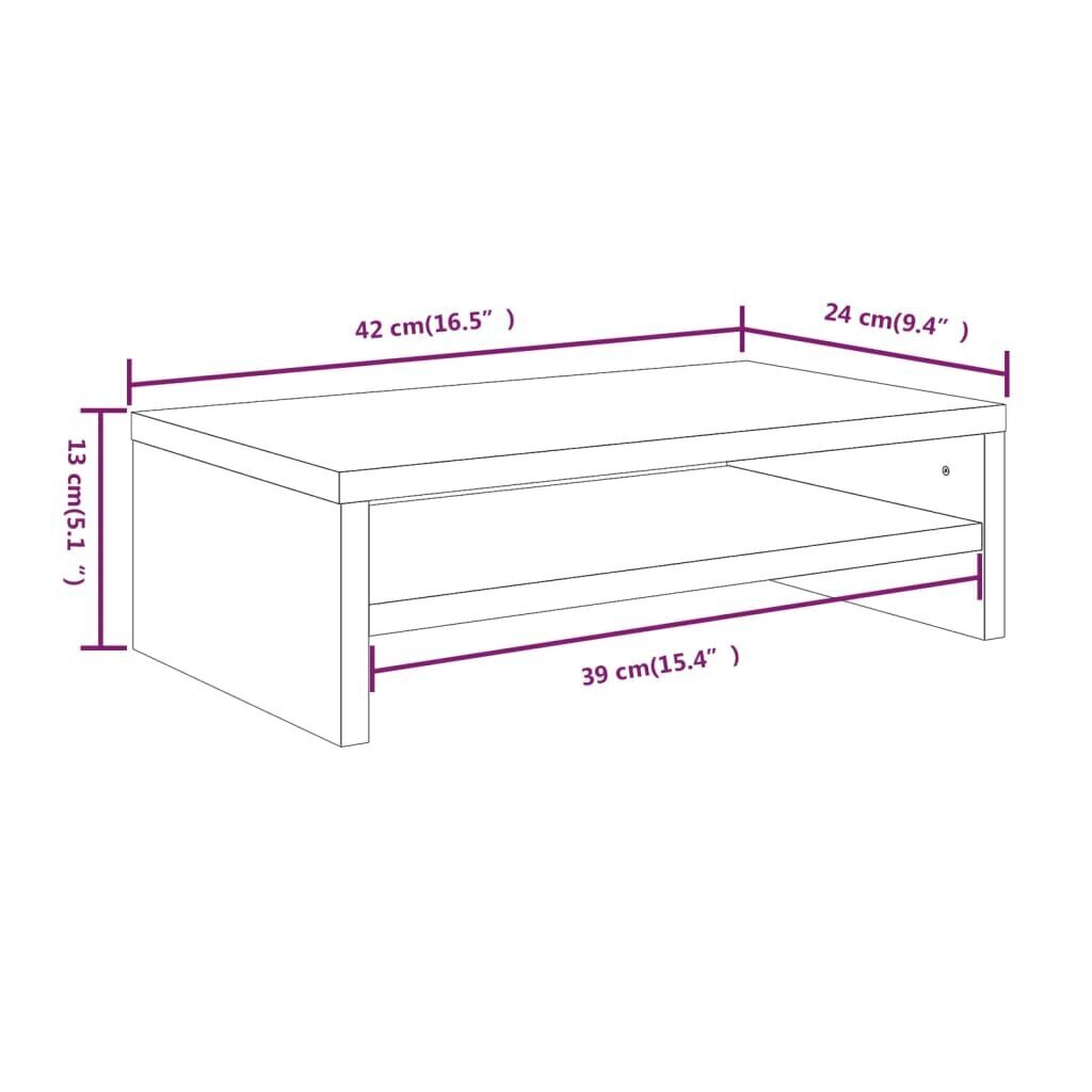 vidaXL monitorialus, hall Sonoma tamm, 42 x 24 x 13 cm, tehispuit hind ja info | TV alused | kaup24.ee