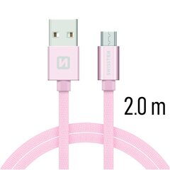 Swissten Textile Quick Charge Universal Micro USB Data and Charging Cable 2.0m Pink hind ja info | Mobiiltelefonide kaablid | kaup24.ee