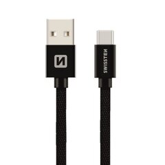 Swissten Textile Universal Quick Charge 3.1 USB-C Data and Charging Cable 3m Black цена и информация | Кабели для телефонов | kaup24.ee