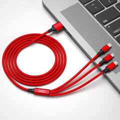 XO cable NB173 3in1, USB - Lightning + USB-C + microUSB, 1.2 m hind ja info | Mobiiltelefonide kaablid | kaup24.ee