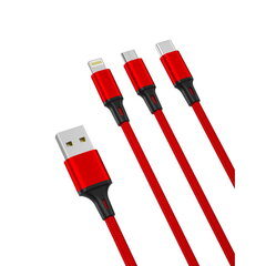 Кабель XO NB173 3в1, USB - Lightning + USB-C + microUSB, 1,2 м цена и информация | Кабели для телефонов | kaup24.ee