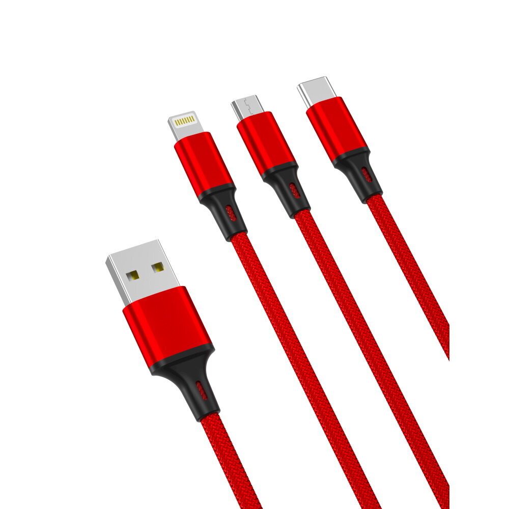 XO cable NB173 3in1, USB - Lightning + USB-C + microUSB, 1.2 m hind ja info | Mobiiltelefonide kaablid | kaup24.ee