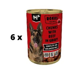 Консервы для собак Rokus, с говядиной, 415 г x 6 шт. упаковка цена и информация | Консервы для собак | kaup24.ee