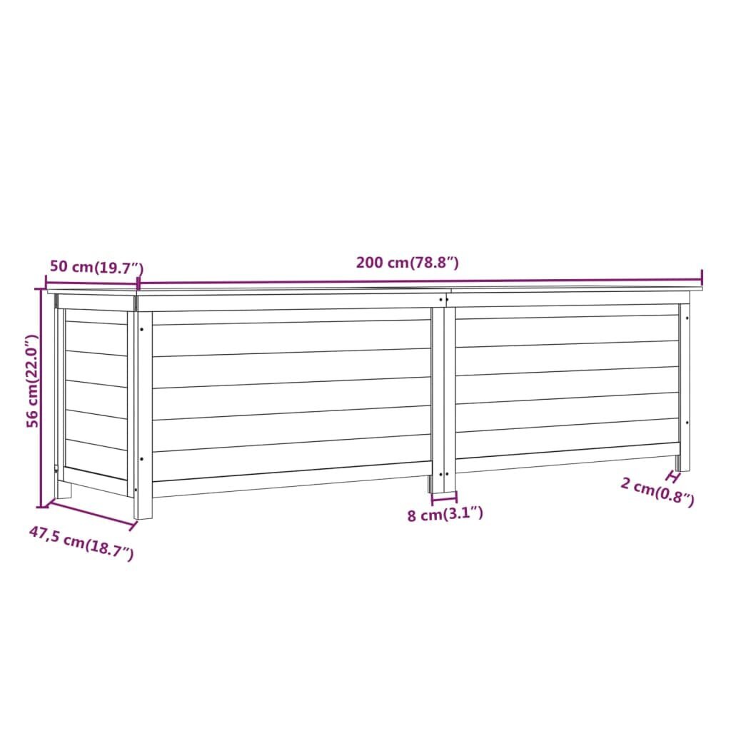 vidaXL aia padjakast, pruun 200x50x56 cm nulupuit цена и информация | Hoiukastid ja -korvid | kaup24.ee