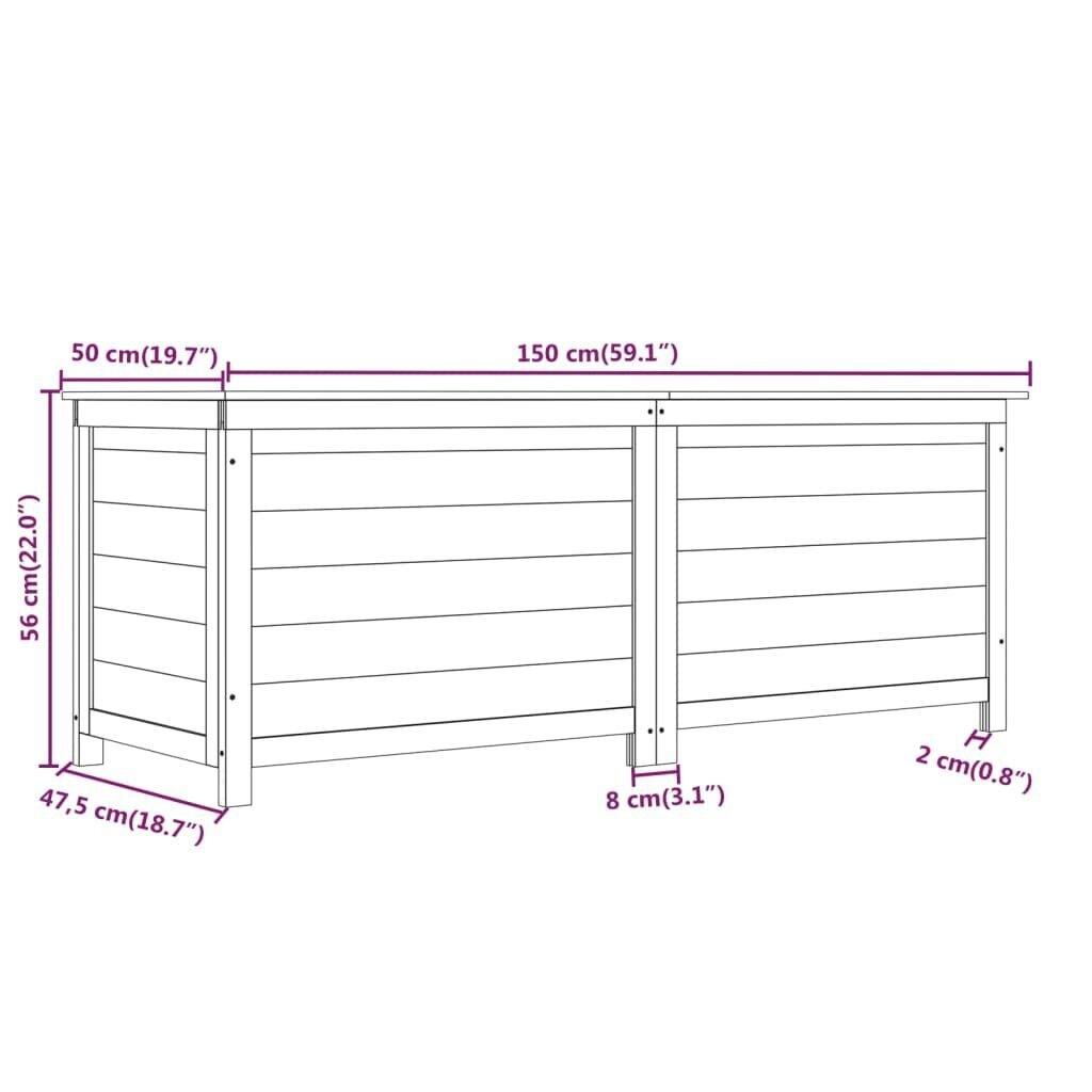 vidaXL aia padjakast, pruun 150x50x56 cm nulupuit hind ja info | Hoiukastid ja -korvid | kaup24.ee