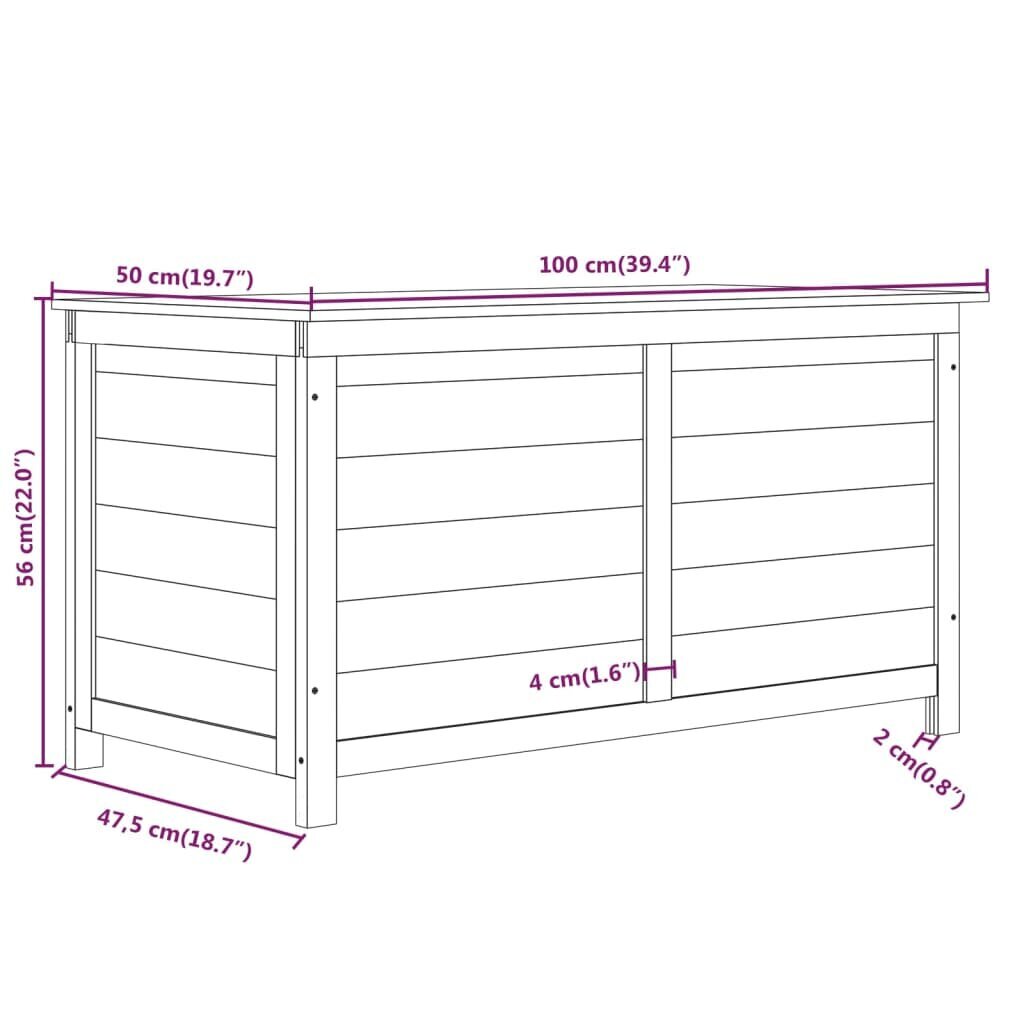 vidaXL aia padjakast 100x50x56 cm nulupuit цена и информация | Hoiukastid ja -korvid | kaup24.ee