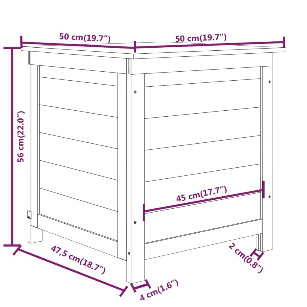 vidaXL aia padjakast 50x50x56 cm nulupuit hind ja info | Hoiukastid ja -korvid | kaup24.ee