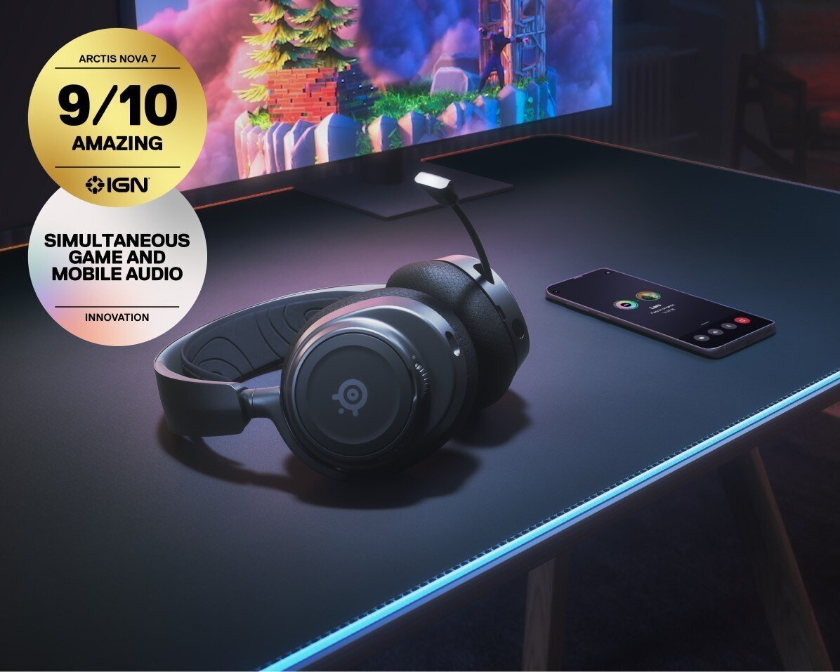 Kõrvaklapid SteelSeries Arctis Nova 7, must hind ja info | Kõrvaklapid | kaup24.ee