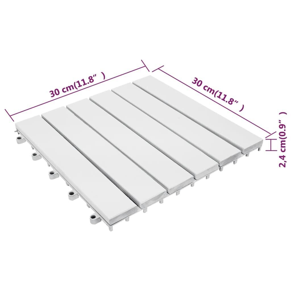 vidaXL terrassiplaat 20 tk, valge, 30 x 30 cm, akaatsiapuit hind ja info | Terrassipõrandad | kaup24.ee