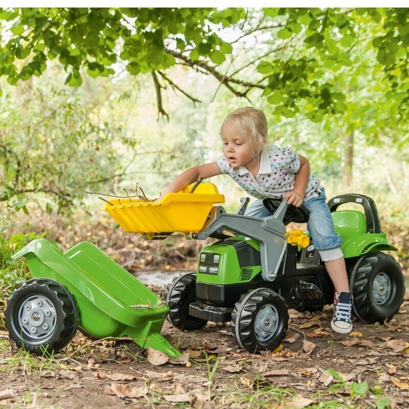 Rolly Toys pedaaltraktor koos haagise ja labidaga, roheline hind ja info | Poiste mänguasjad | kaup24.ee