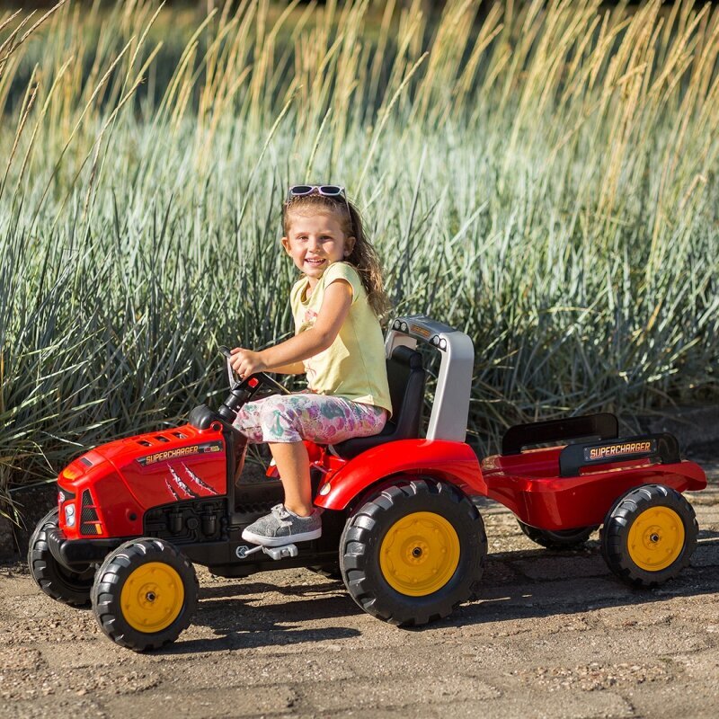 Falk Red Supercharger traktor koos haagisega, punane hind ja info | Poiste mänguasjad | kaup24.ee