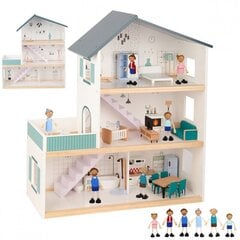 Tooky Toy Большой деревянный кукольный домик + фигурки FSC цена и информация | Игрушки для девочек | kaup24.ee