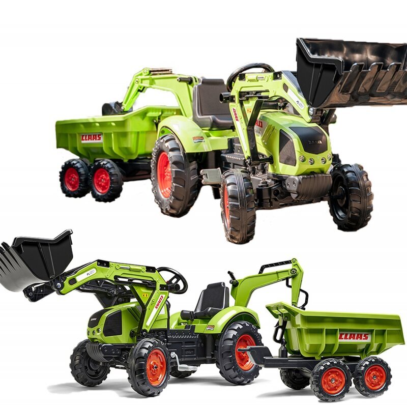 Pedaltraktor koos haagisega - CLAAS AVEC, roheline цена и информация | Poiste mänguasjad | kaup24.ee