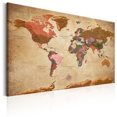 Картина - World Map: Brown Elegance цена и информация | Картины, живопись | kaup24.ee