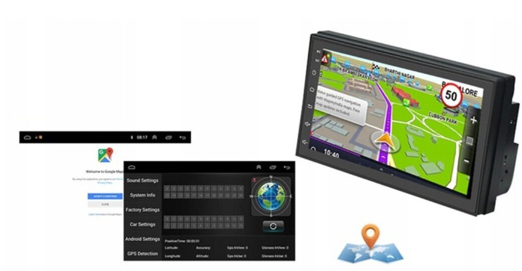 Autoraadio, navigatsiooni multimeediajaam, GPS, WI-FI, Android 12 ekraan 7" hind ja info | Autoraadiod, multimeedia | kaup24.ee