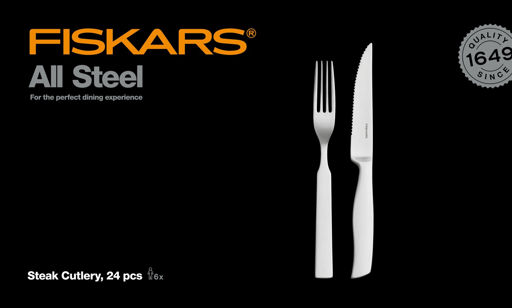 Fiskars All Steel Söögiriistade komplekt Steak 24-osa hind ja info | Söögiriistad | kaup24.ee