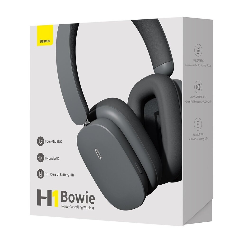 Baseus Bowie H1 Bluetooth 5.2 ANC NGTW230013 Grey hind ja info | Kõrvaklapid | kaup24.ee