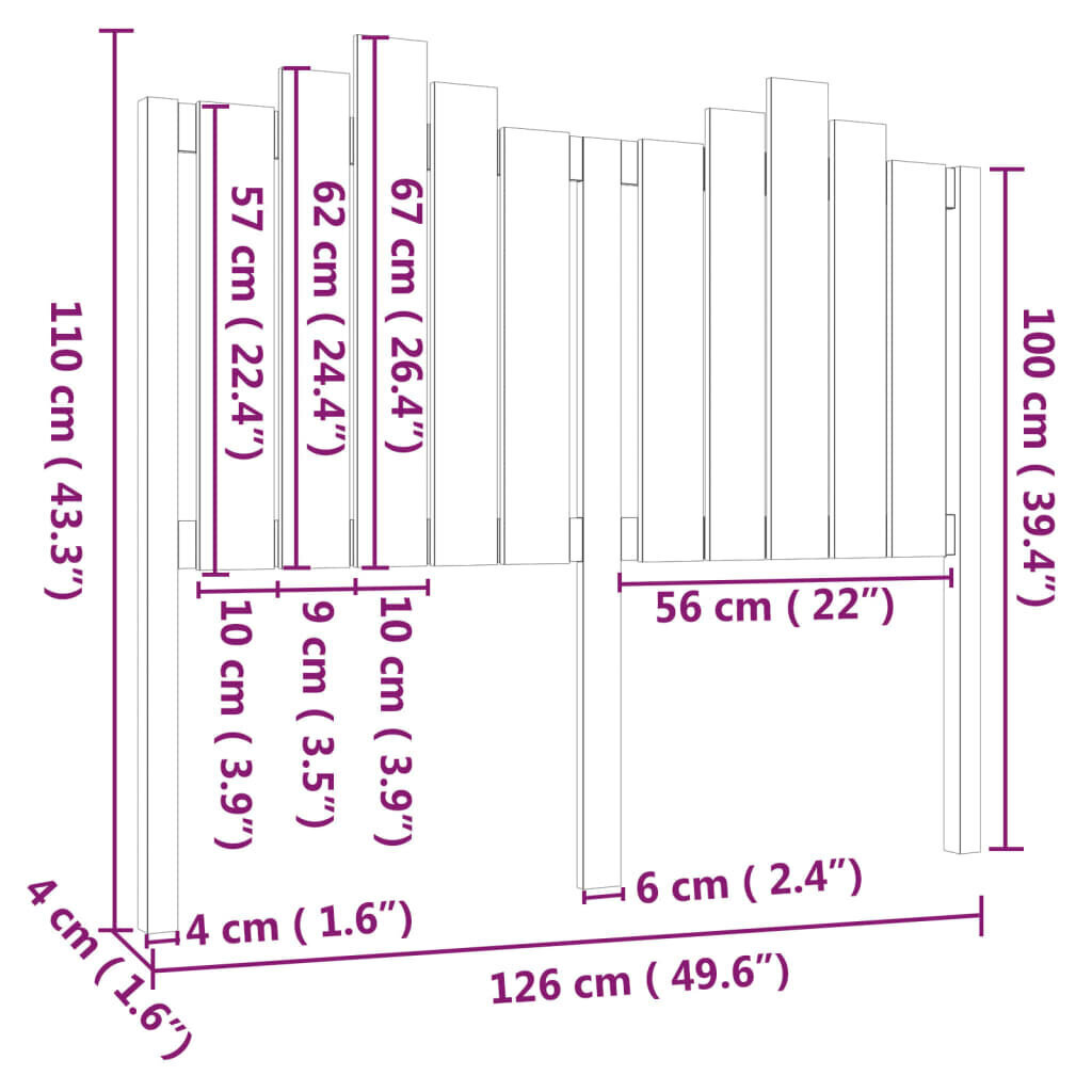 vidaXL voodipeats, valge, 126x4x110 cm, männipuit цена и информация | Voodid | kaup24.ee