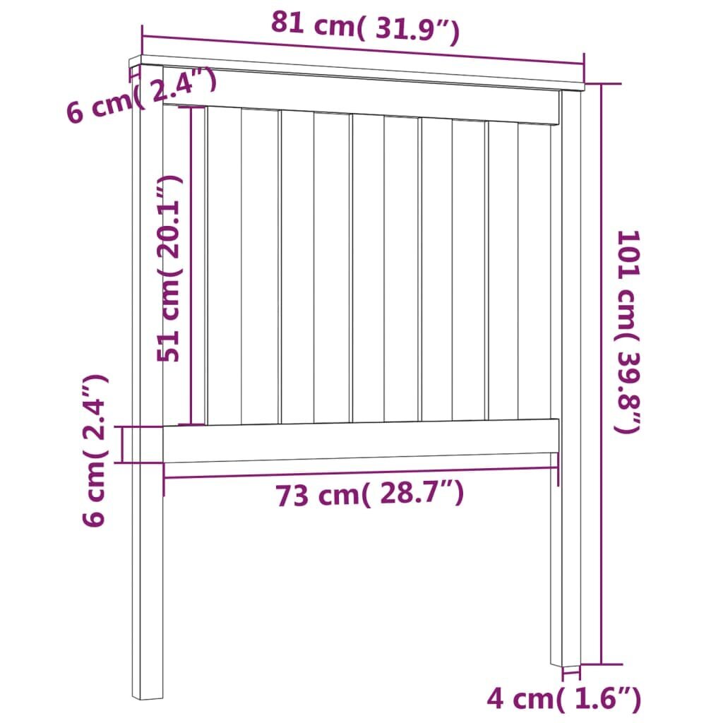 vidaXL voodipeats, 81x6x101 cm, männipuit цена и информация | Voodid | kaup24.ee