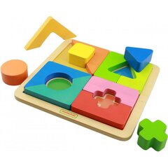 Puidust geomeetriline pusle, 12 tükki hind ja info | Imikute mänguasjad | kaup24.ee