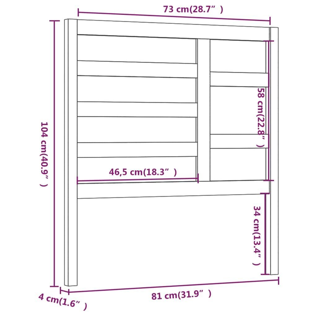 vidaXL voodipeats, must, 81 x 4 x 104 cm, männipuit hind ja info | Voodid | kaup24.ee