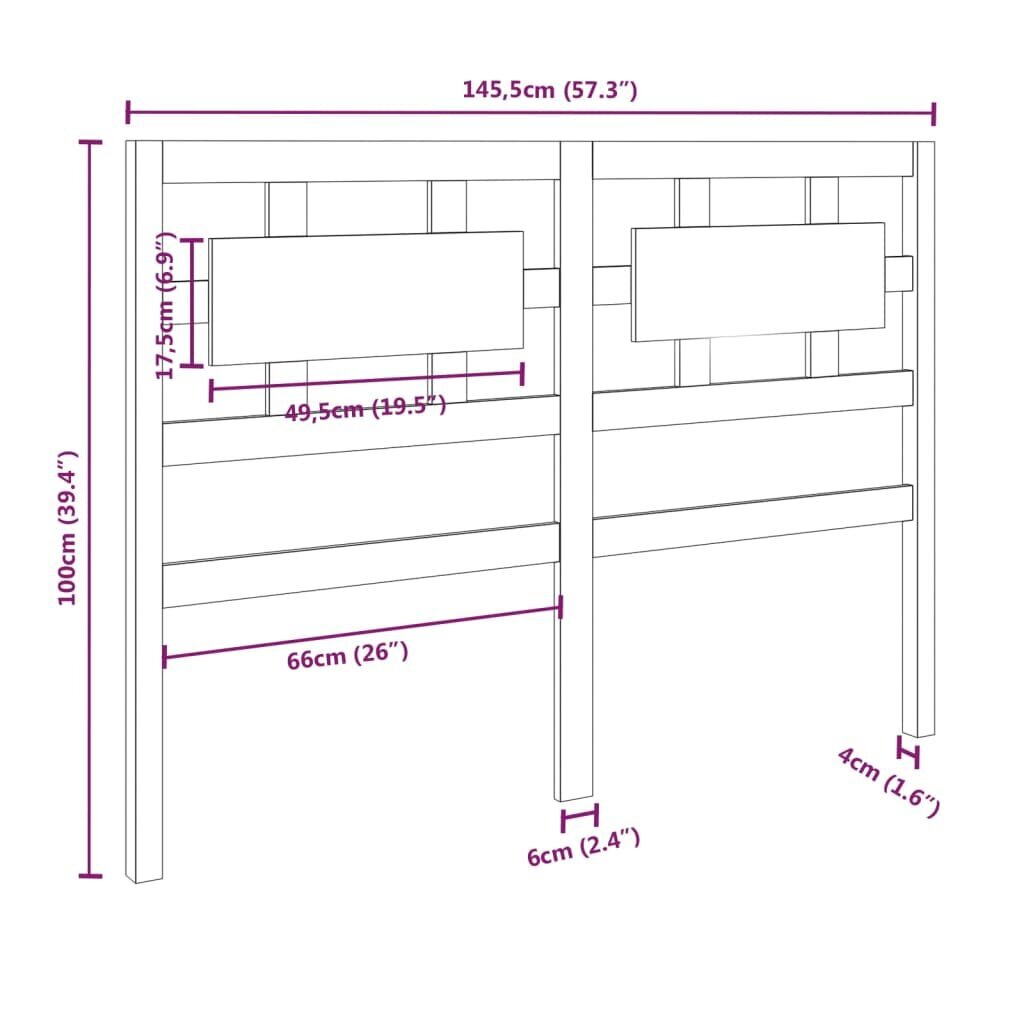 vidaXL voodipeats, 145,5x4x100 cm, männipuit hind ja info | Voodid | kaup24.ee