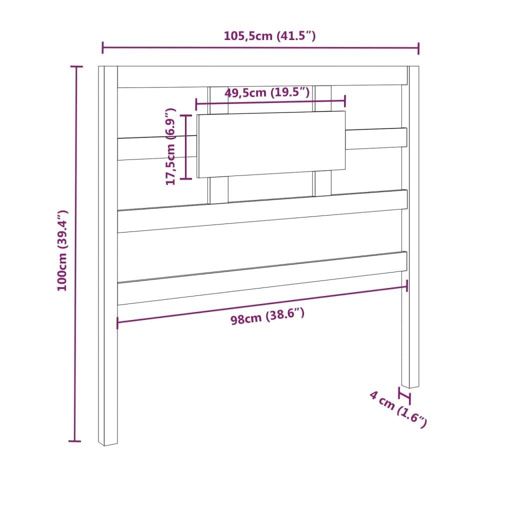 vidaXL voodipeats, meepruun,105,5x4x100 cm, männipuit цена и информация | Voodid | kaup24.ee