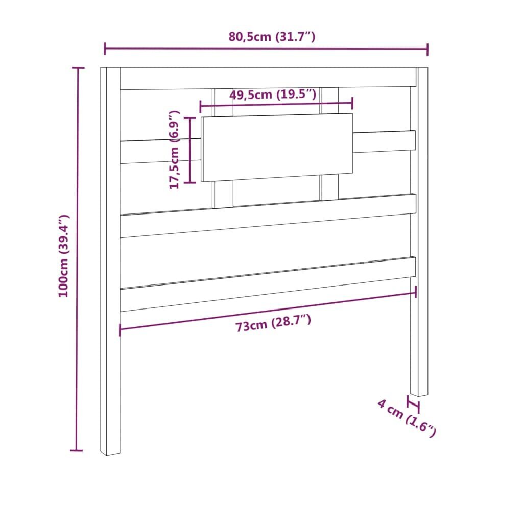 vidaXL voodipeats 96x4x100 cm männipuit hind ja info | Voodid | kaup24.ee