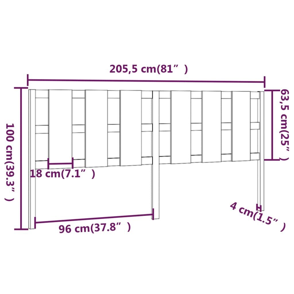 vidaXL voodipeats, valge, 205,5x4x100 cm, männipuit цена и информация | Voodid | kaup24.ee