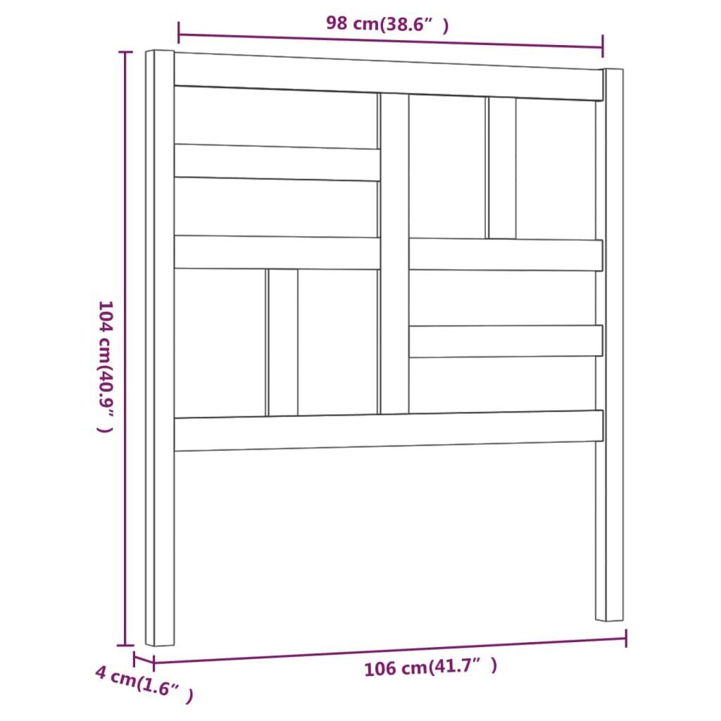 vidaXL voodipeats, hall, 106x4x104 cm, männipuit цена и информация | Voodid | kaup24.ee