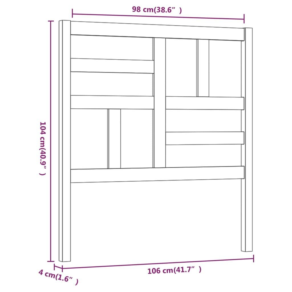 vidaXL voodipeats, hall, 106x4x104 cm, männipuit hind ja info | Voodid | kaup24.ee