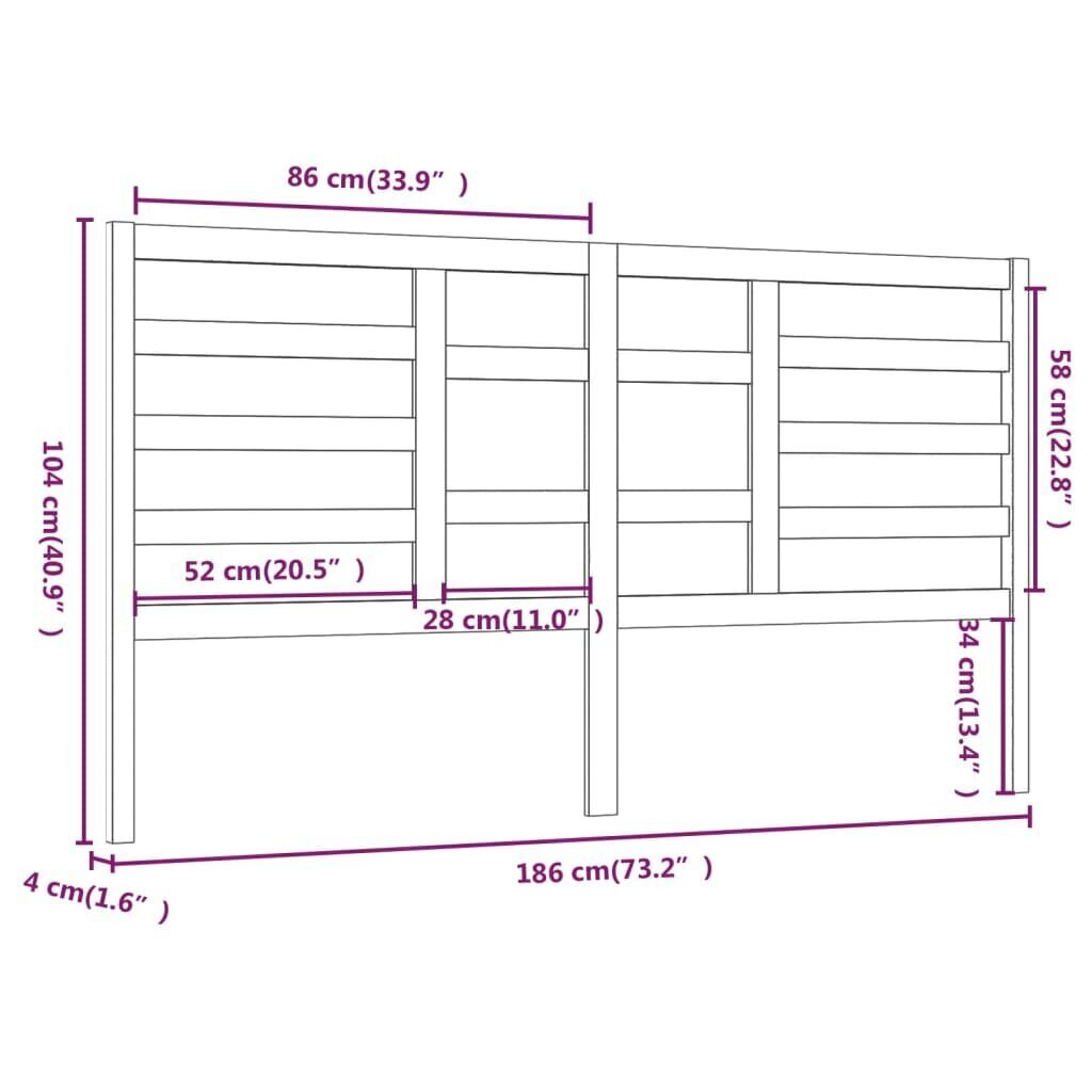 vidaXL voodipeats, valge, 186 x 4 x 104 cm, männipuit hind ja info | Voodid | kaup24.ee