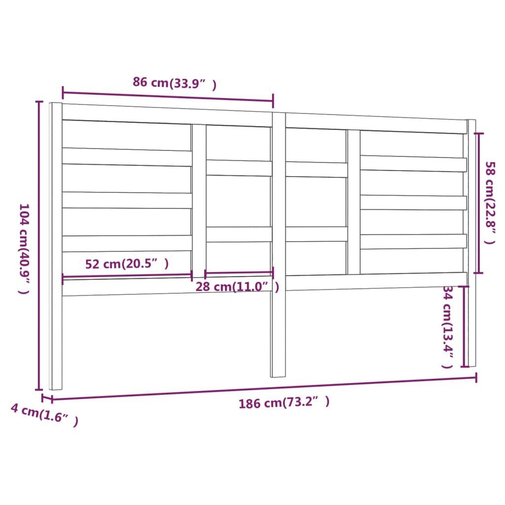 vidaXL voodipeats, 186x4x104 cm, männipuit hind ja info | Voodid | kaup24.ee